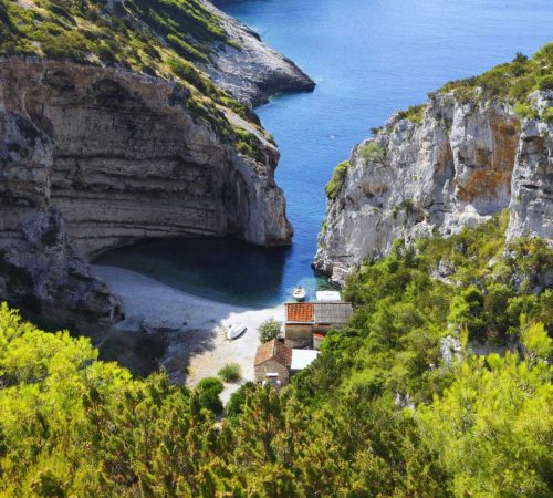 Stiniva cove on Island Vis in Croatia